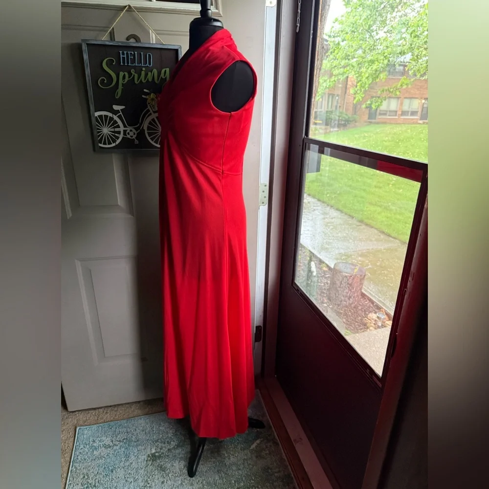 Vintage 60/70s Andrea Gayle red sleeveless gathered maxi dress, size medium - Picture 11 of 16